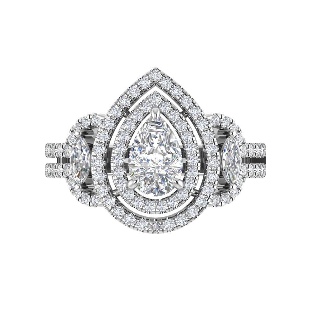 TwoBirch – Engroshandel Forlovelsesring – ToBirch Sterling sølv 3-delt stabelsæt med cubic zirkonia i pære- og marquise-form6