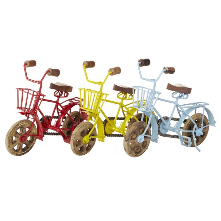 A-27356: METAL WOOD BICYCLE 3 ASSORTED 11"W, 8"H for wholesale by Import Corner