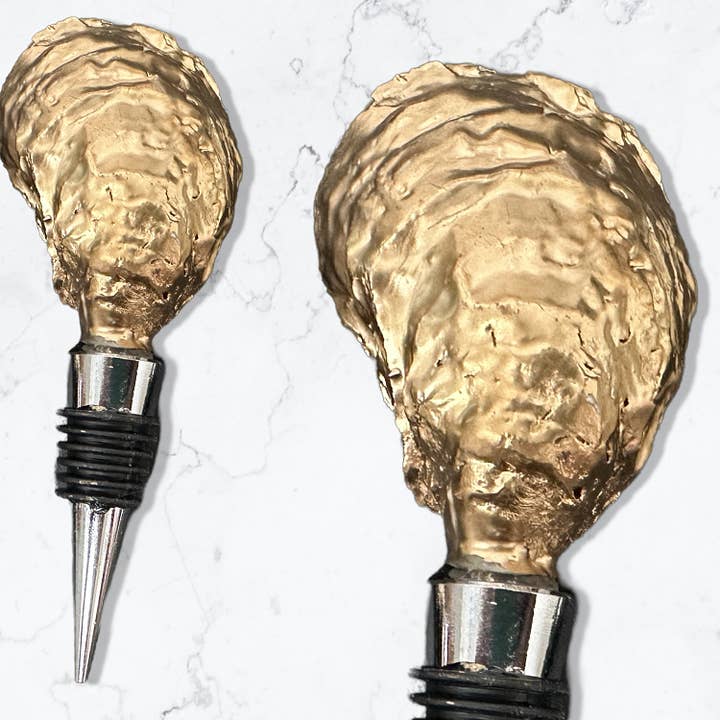 Shell Yeah By Jaks LLC - Wholesale Wine Stopper - Tropical Palm Tree Oyster Shell Wine Stopper – Gold Rim6