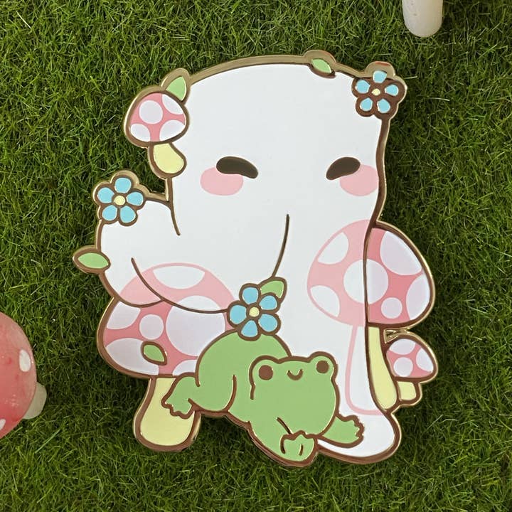 Mushroom Fresno Nightcrawler Enamel Lapel Pin for wholesale by Bright Bat Design