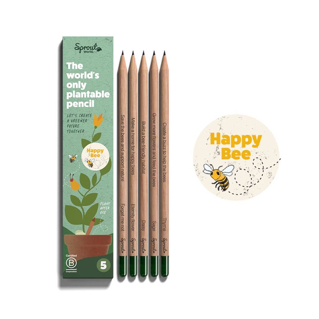 SproutWorld - Wholesale Pencil - SproutWorld Plantable Pencils | Happy Bee · 5 Pack0