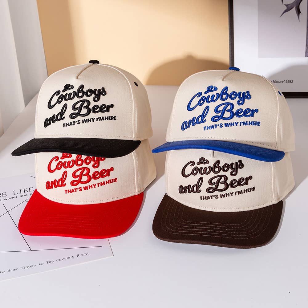 Sensibling Corp. – Großhandel Basecap – Unisex – COWBOY UND BIER Nachricht Gestickte Fünf-Panel-Canvas-Snapback-Baseballkappe14