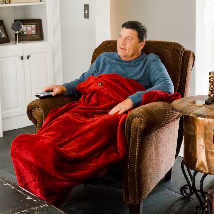 Blanket with a Foot Pocket in Black Cherry for wholesale by PediPocket: The Foot Pocket Blanket