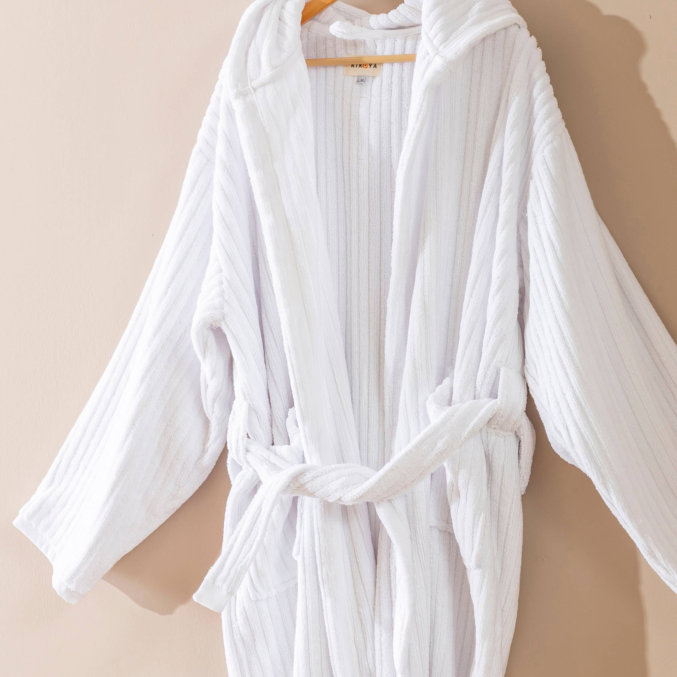 Kikoya - Wholesale Robe - Unisex - White Bathrobe Handloom Turkish Cotton Resort Heavy Luxury 1
