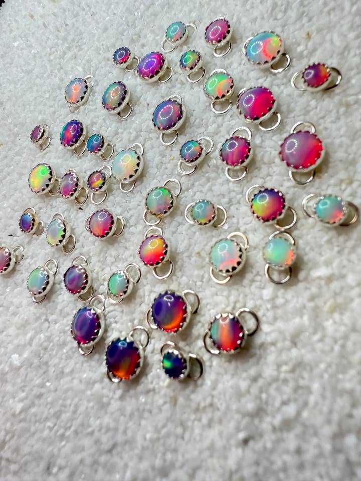 3 Pack Sterling Silver Aurora Opal Connectors for wholesale by Desert Darlings Silver