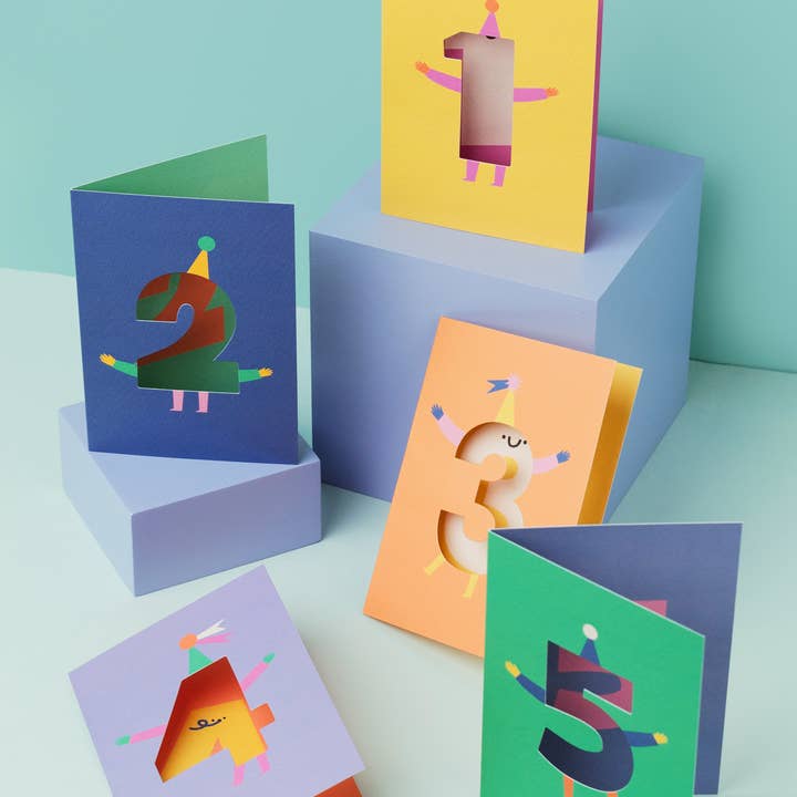 Rumble Cards - Wholesale Birthday card - Age 4 - Die Cut - Cute Character Fun Happy Birthday - Four2