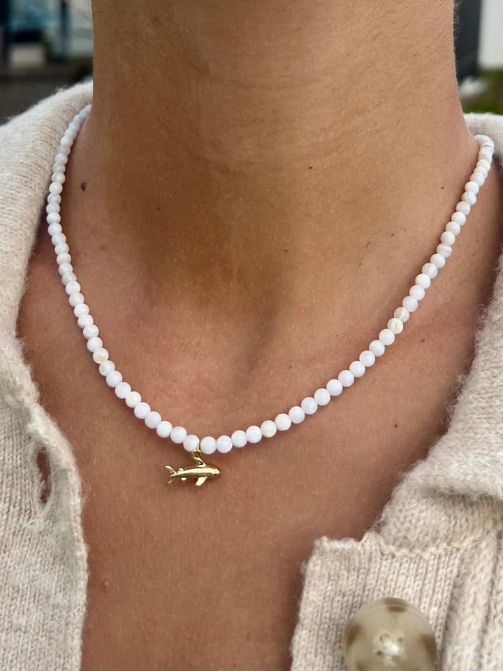 Colar de Tubarão com Contas | Jóias de Praia Boho Surfer por atacado de HALT