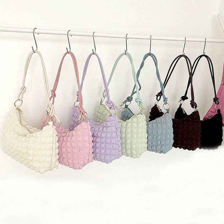 42POPS - Wholesale Shoulder Bag - Women's - ,,,...SI-26670 Cloud Puffy Pleated Crossbody Shoulder Bag
