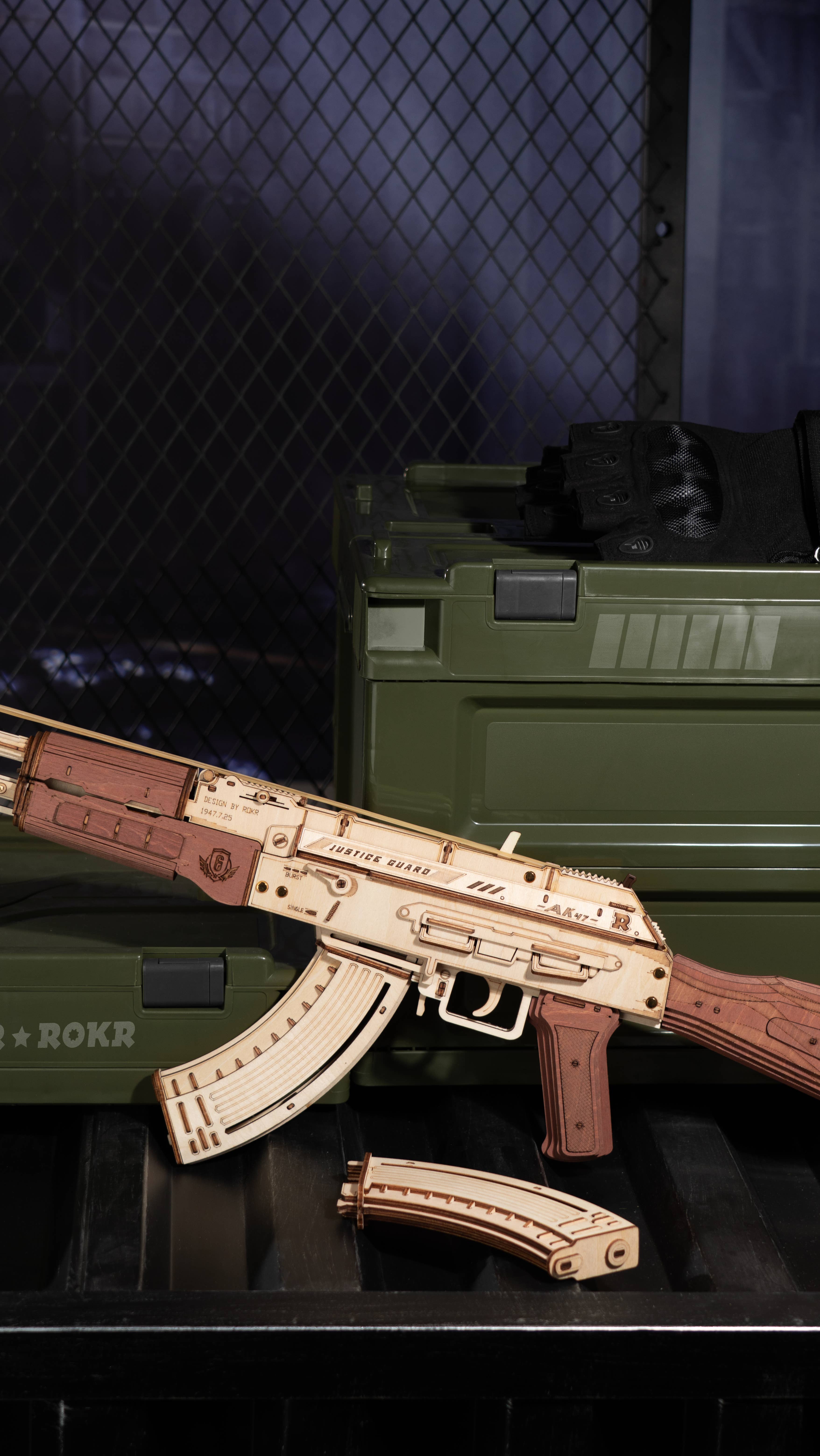 Magnote - Wholesale DIY Craft Kit - ROKR Justice Guard AK-47 Assault Rifle Wooden 3D Puzzle Kit4