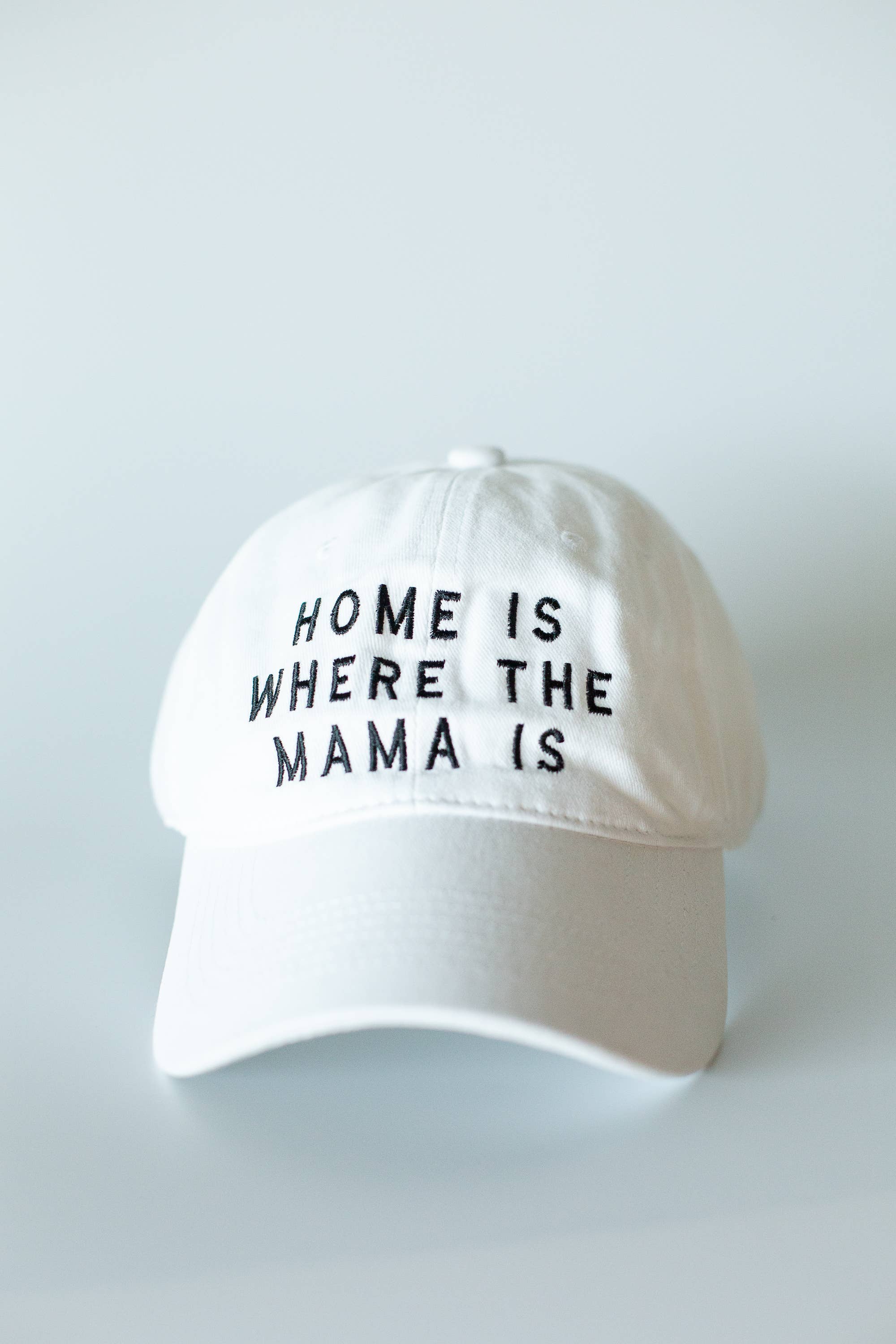 Modern Burlap - Wholesale Baseball Cap - Women's - Home is where the mama is -  Baseball Cap - White1