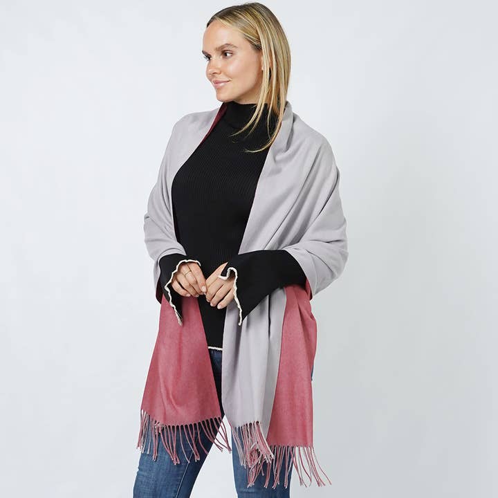 Reversible Solid Shawl Oblong Scarf for wholesale by Sensibling Corp.