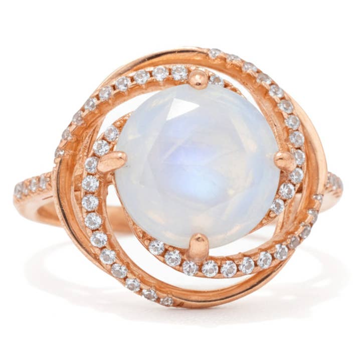Natural White Moonstone Sterling Silver Ring for wholesale by FCJ Jewelry LLC