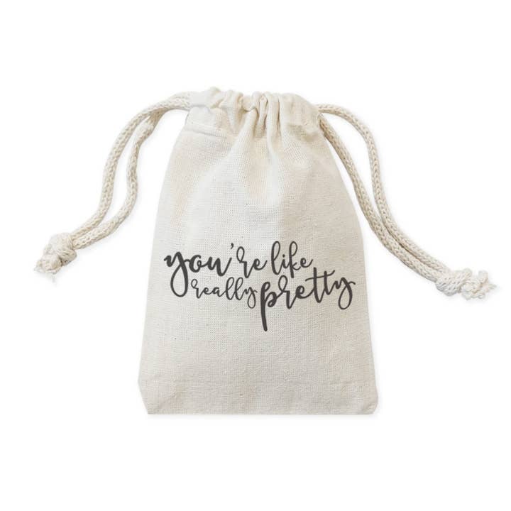 You're Like Really Pretty Drawstring Pouch - 6-Pack for wholesale by The Cotton & Canvas Co.