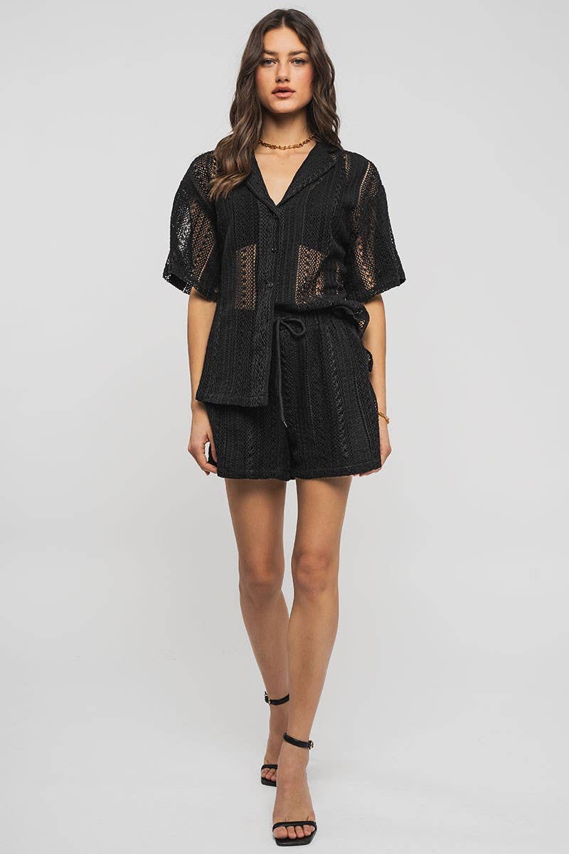 Urban Daizy - Wholesale Shorts - Women's - Bohemian Crochet Knit Drawstring Elastic Waist Pocket Shorts8