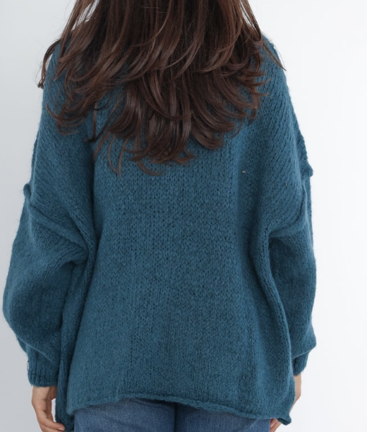 LOOWIE - Vendita all'ingrosso Maglione tricot - Donna - Maglione lavorato a maglia caldo e accogliente a collo alto verde acqua MA19501 Loowie1