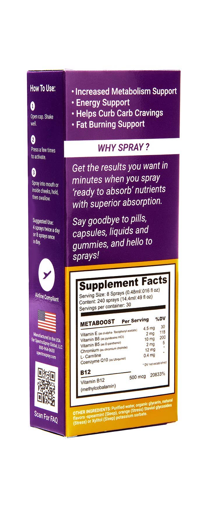 SpectraSpray Global - Wholesale Oral Supplement/Vitamin - Healthy Weight - Metaboost + B12 Energy Oral Sprays1