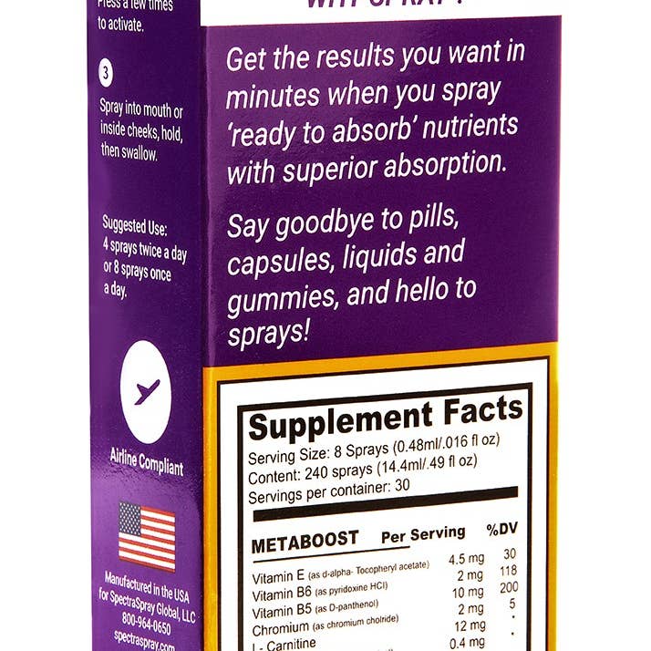 SpectraSpray Global - Wholesale Oral Supplement/Vitamin - Healthy Weight - Metaboost + B12 Energy Oral Sprays1