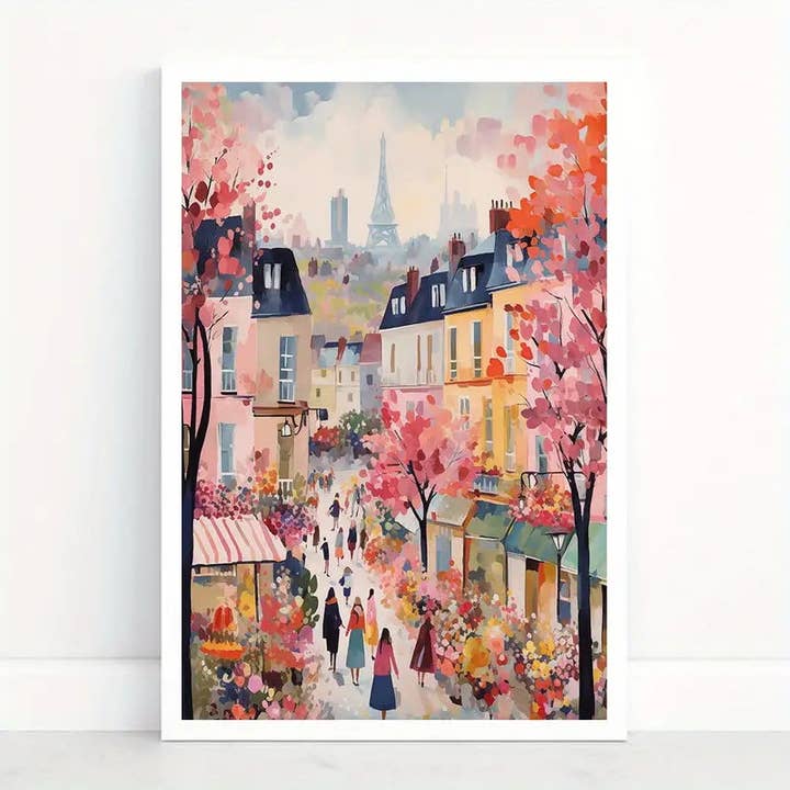 Paris Abstract Cityscape Ink Art Print – Frameless Spring Theme Wall Décor for wholesale by Huis Van Merken