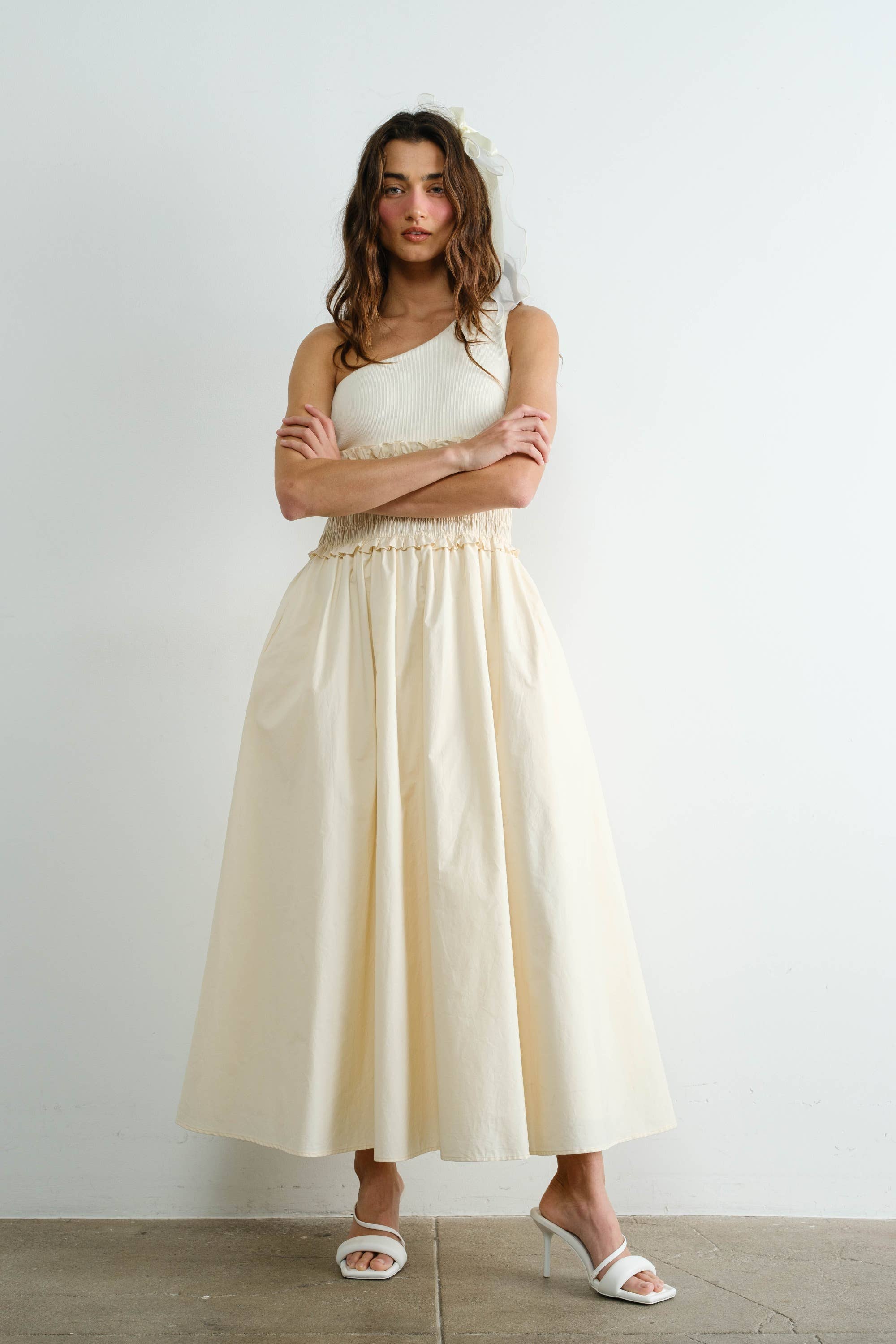 Creamon - Wholesale Dress – Women's - One Shoulder Poplin Maxi Dress8