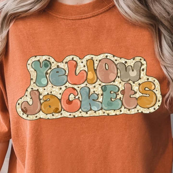 K and M Designs – Engroshandel Sublimationstryk – Gule jakker Fall Dots Mascot DTF Transfer0