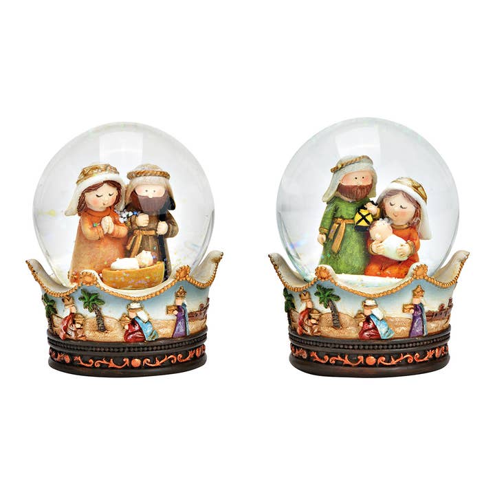 Snow globe nativity scene made of poly, glass double, (W/H/D) 7x9x7cm for wholesale by Wurm
