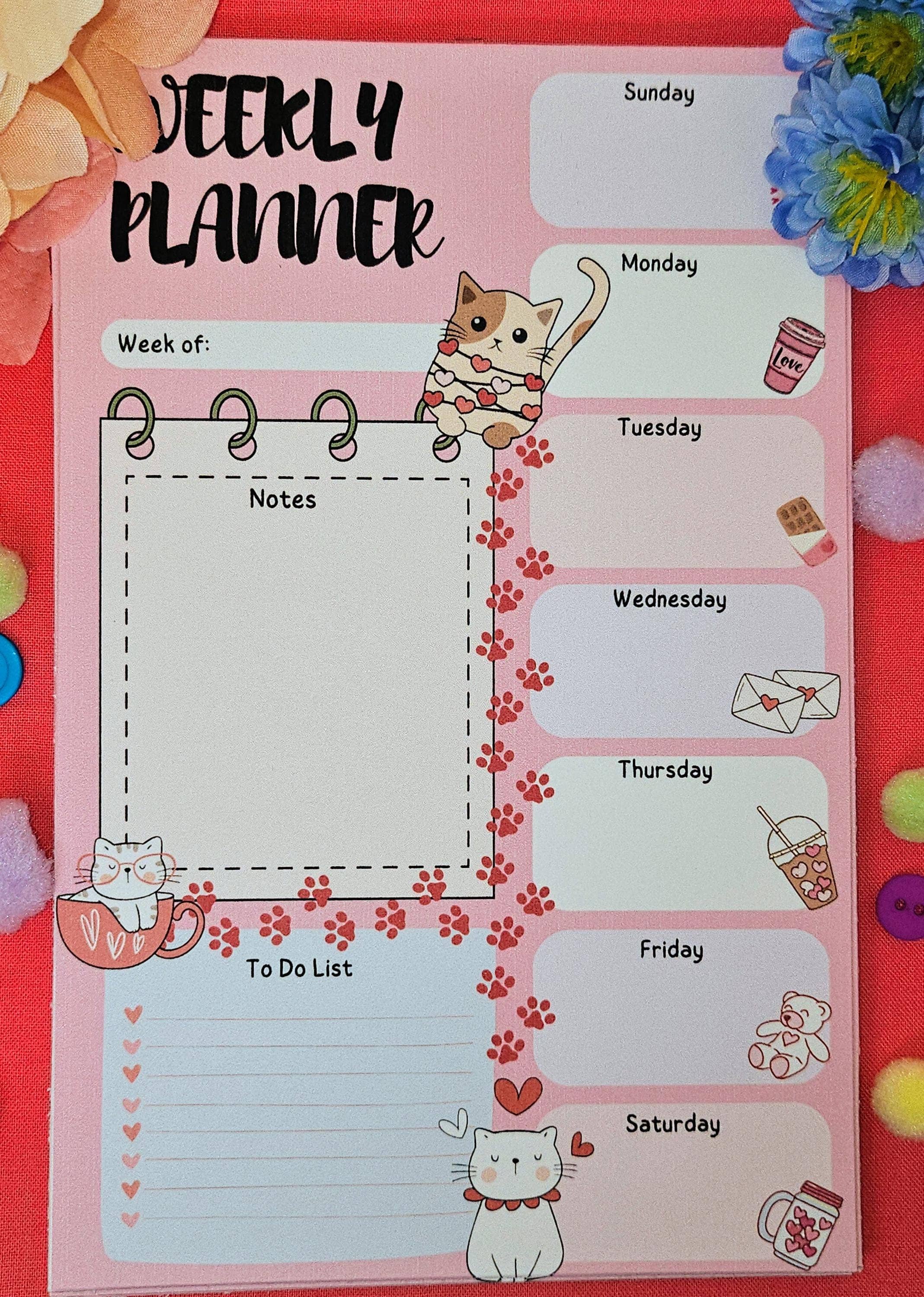 Autumnmist Boutique - Wholesale Planner - Sweetheart Cats Daily Planner Notepad 5.5" x 8.5"2