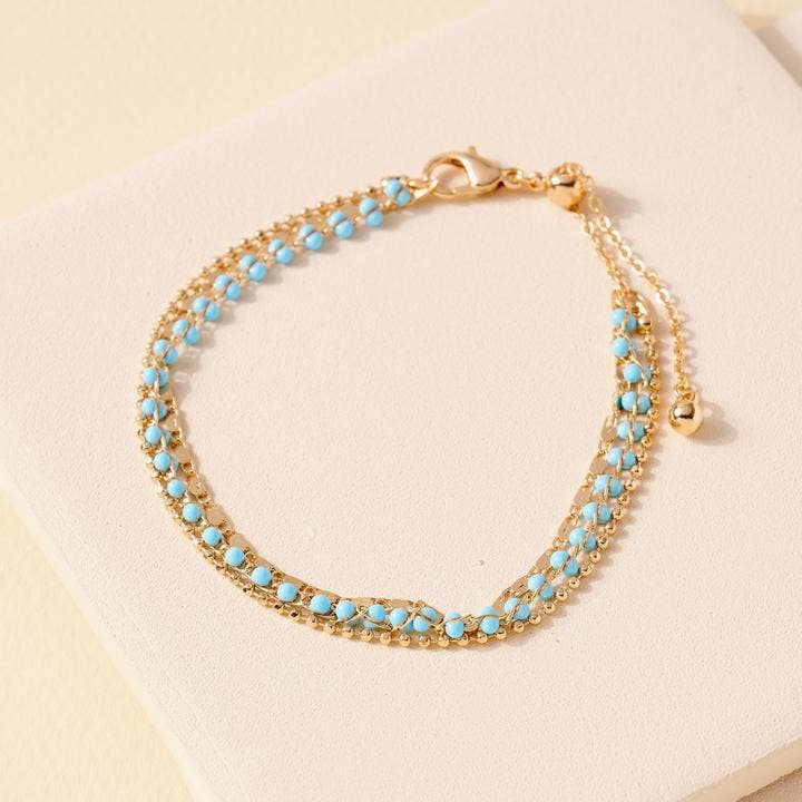 Epoxy Color Enamel Ball Beads with Chain Adjustable Bracelet for wholesale by StarryNYC