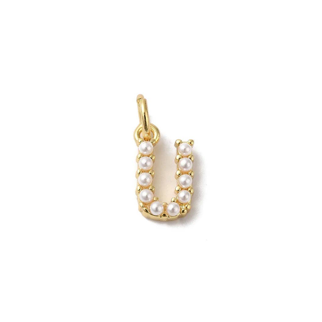 The Charm Bar Company - Wholesale Individual Charm/Pendant - Gold Large Pearl Initial Letter | Alphabet Charm20