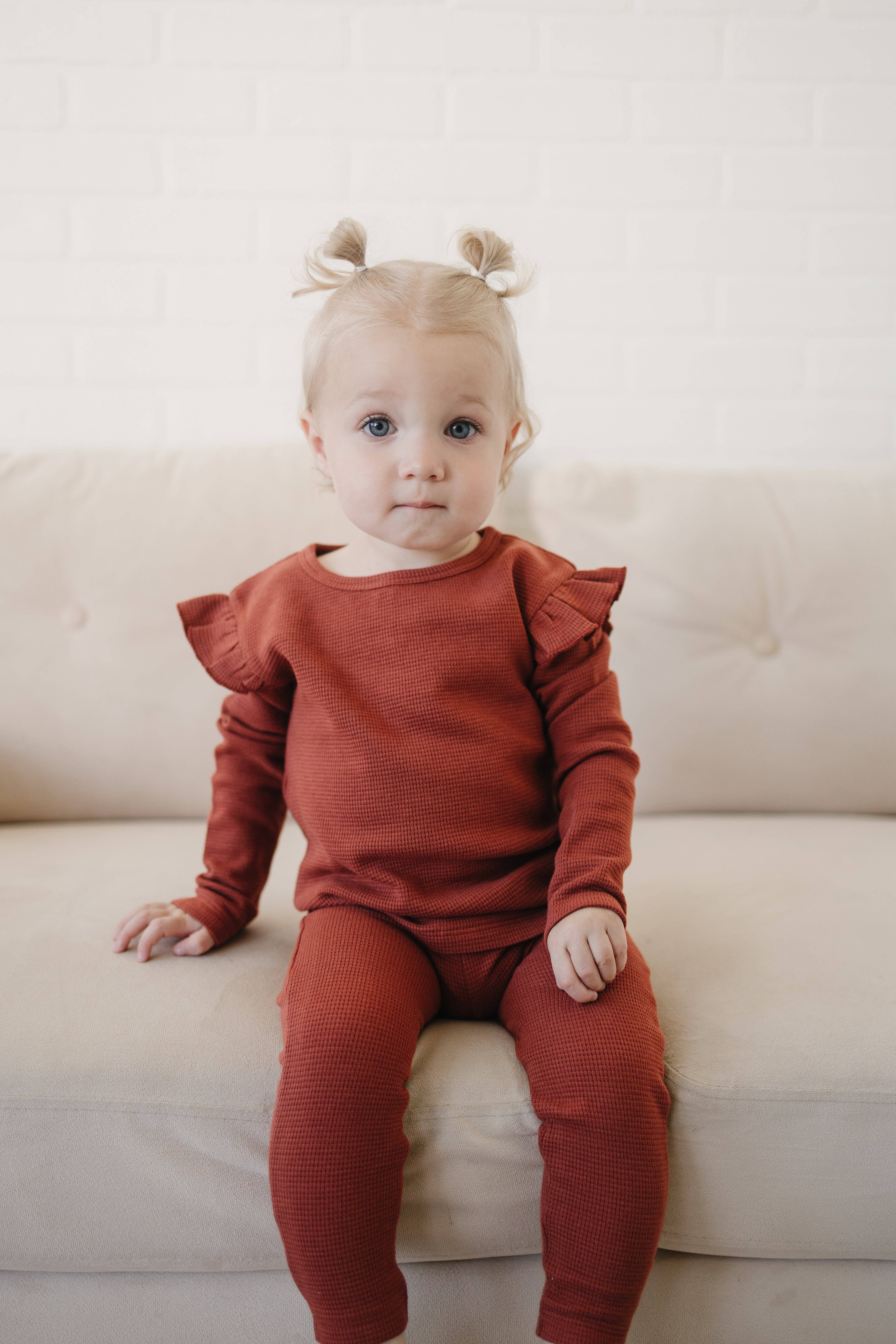 Henry Drew Collection - Wholesale Top & Pant Set - Kids - Ruffle Long Sleeve | Barn Red