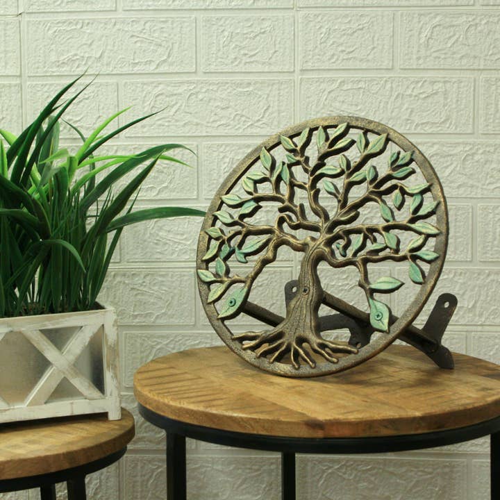 Zeckos - Wholesale Outdoor Ornament/Decor - Cast Iron Tree of Life Decorative Garden Hose Hanger 12-Inch6