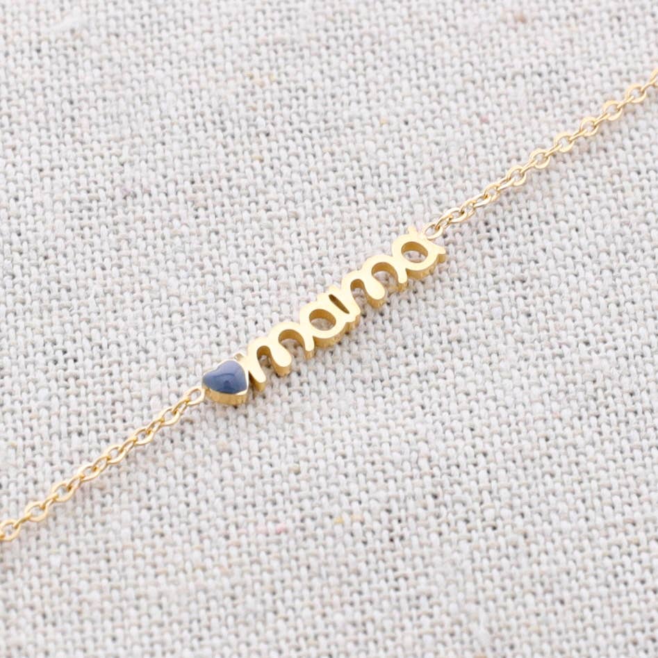 Blauw Mama Hart Halsketting van Staal voor groothandel op Faire0