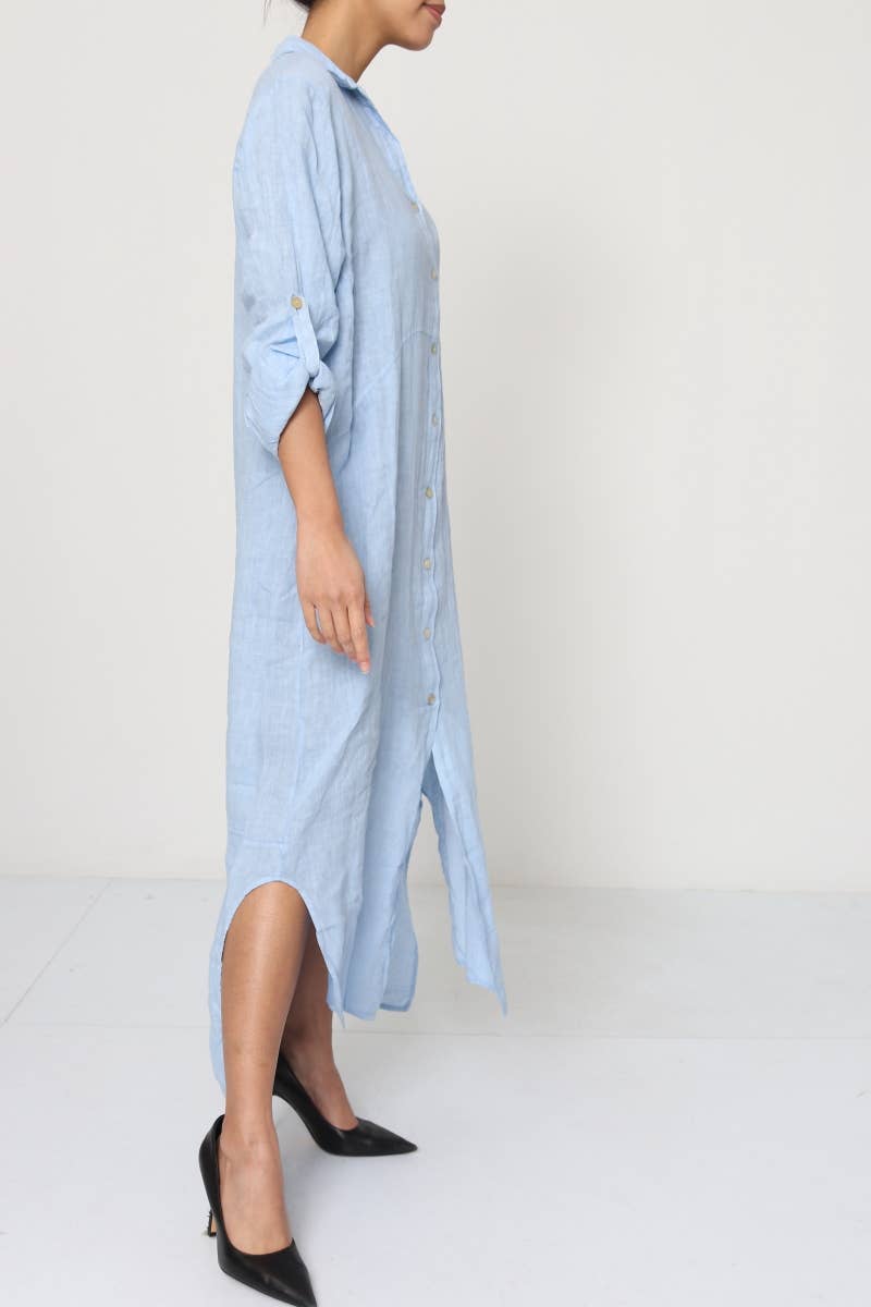 LÉA & LUC - Wholesale Dress - Women's - Long shirt dresses in 100% Linen REF. 148420
