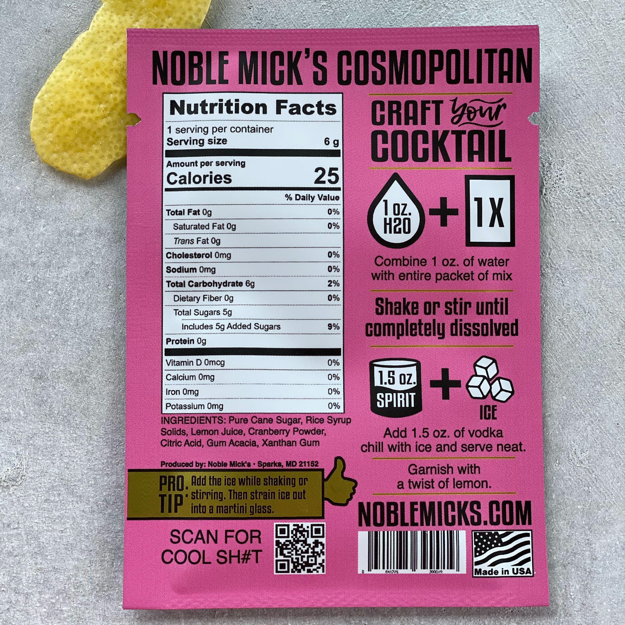 Noble Mick's - Craft Beverage Company - Wholesale Cocktail Mix/Syrup - Cosmopolitan Single Serve Craft Cocktail3