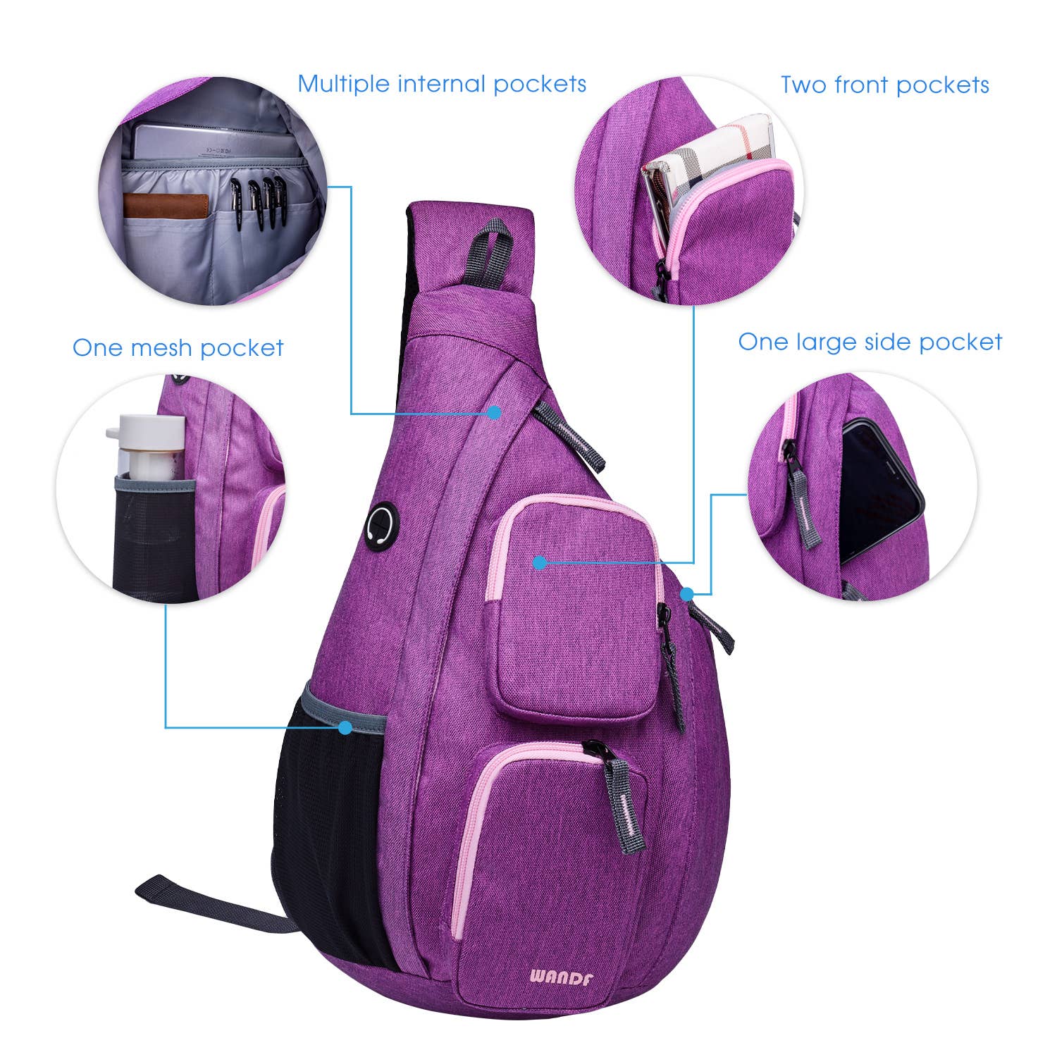 wandf - Wholesale Backpack - Unisex - WANDF Crossbody Sling Chest Bag Mens Travel Backpack3