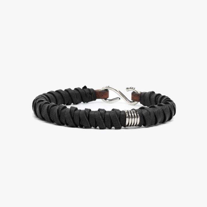 Kenton Michael - Vendita all'ingrosso Bracciale in tessuto/intrecciato - Cuoio intrecciato, bracciale Sterling (2 colori)