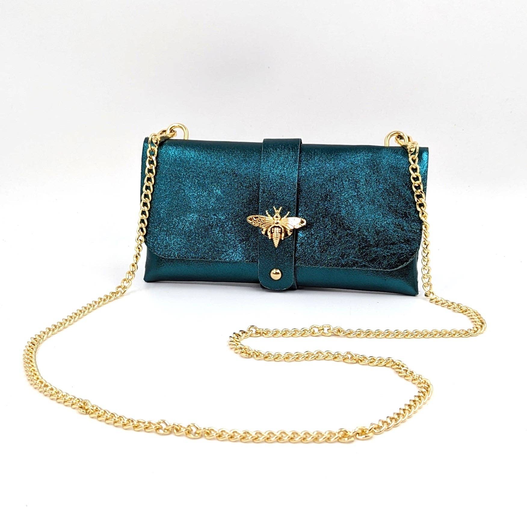 Tempest Designs – bolsa tiracolo - Mulher por atacado – Clutch de couro simples estilo 'Gucci' com abelha, alça removível de corrente dourada em corda8