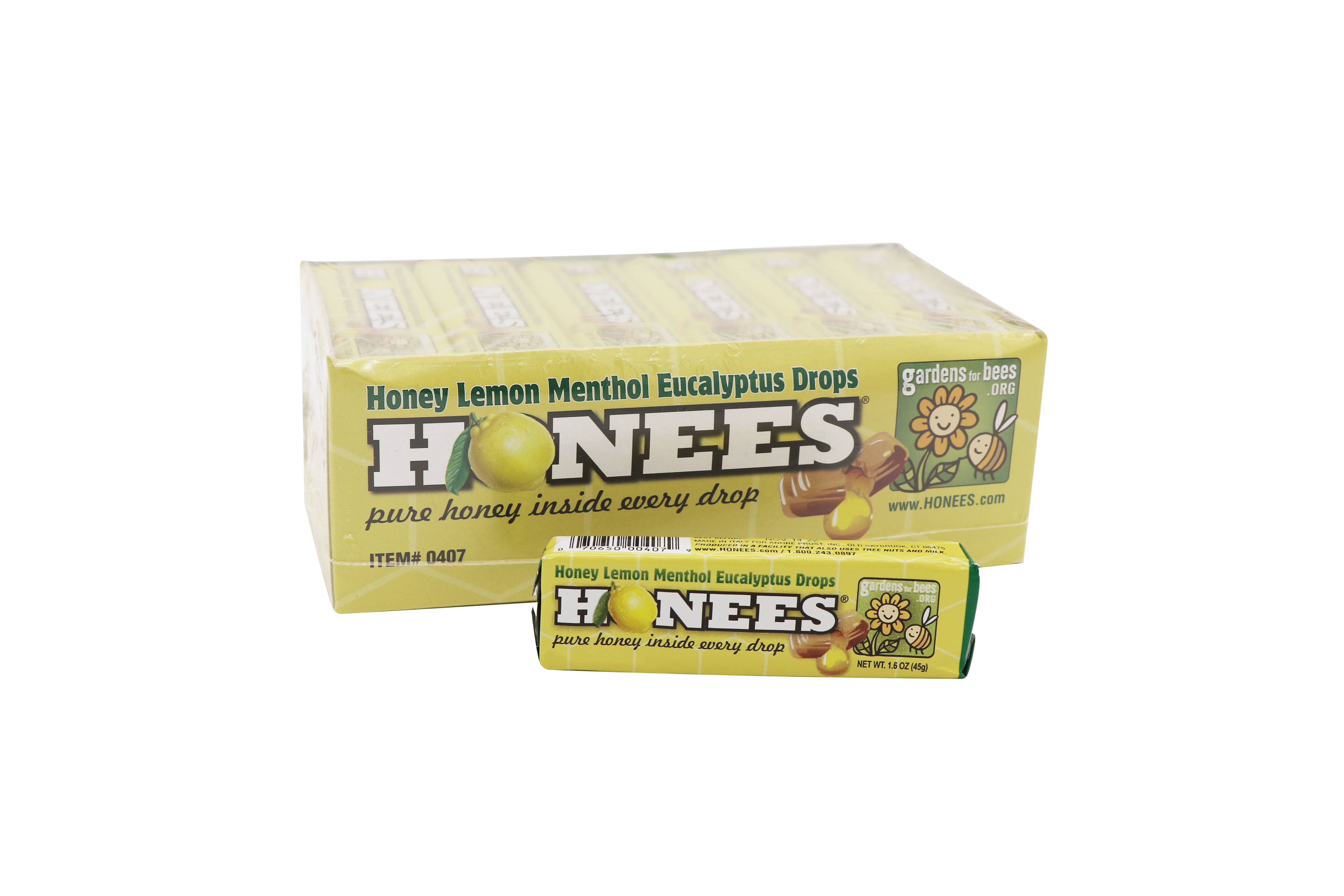 Grandpa Joe's Candy Shop - Wholesale Lozenges/Cough Drops - Honees Honey Lemon Menthol Eucalyptus 1.6oz, 24ct Case