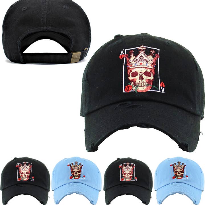 Skull Poker Vintage Dad Hat for wholesale by KBETHOS