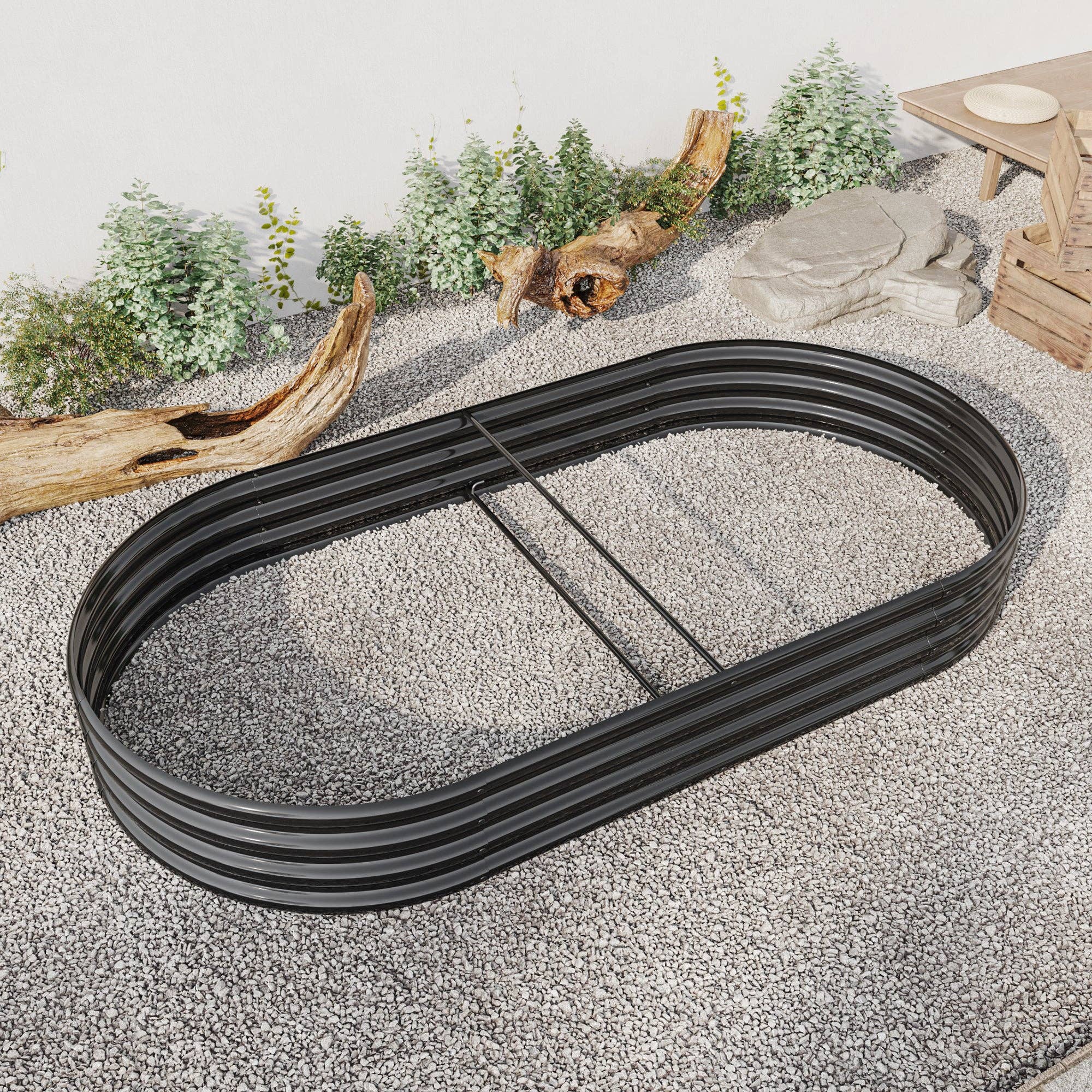 39F Inc. - Wholesale Planter Box - Raised Garden Bed – Large Oval Metal Planter, Black4