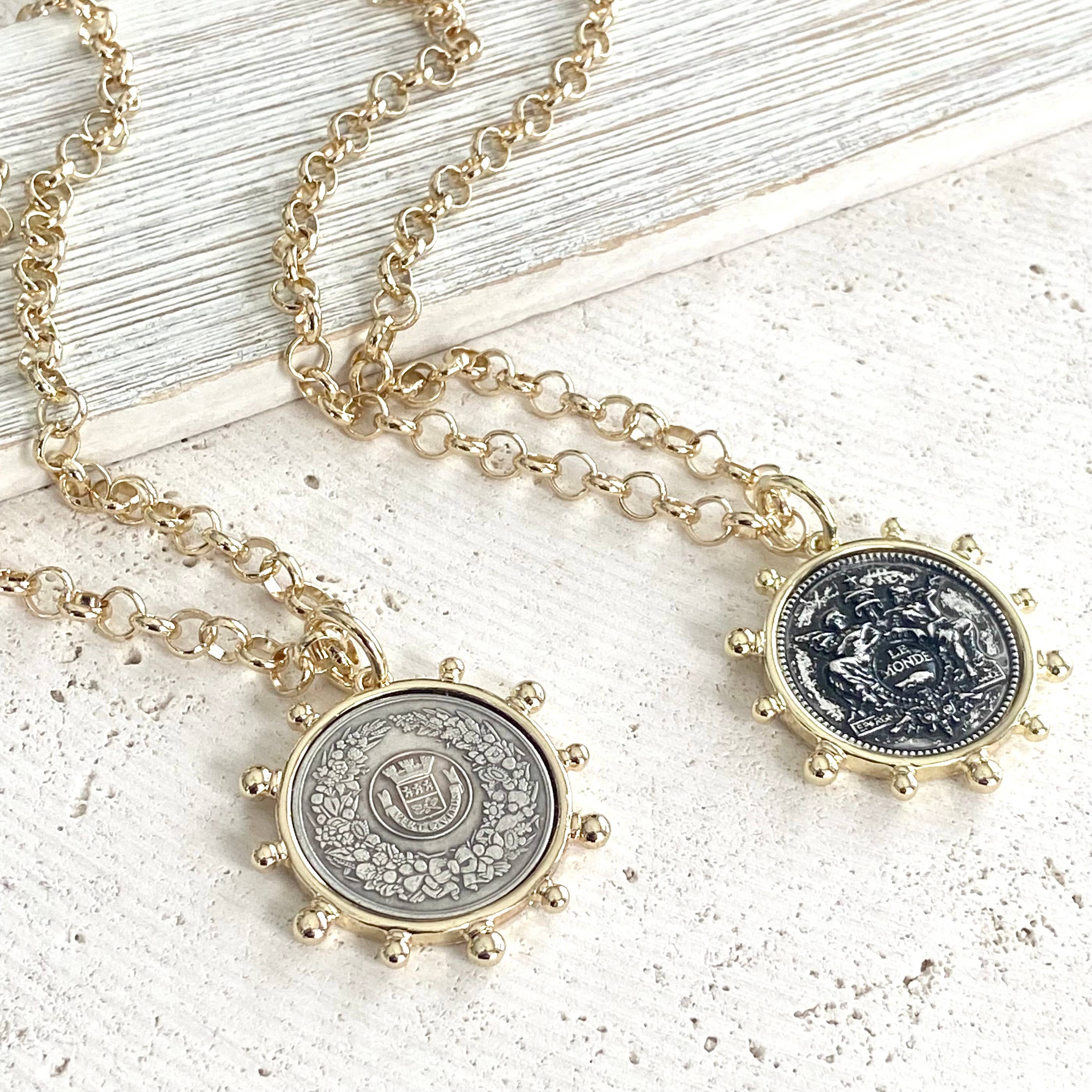 VB&CO Designs Handmade Jewelry - Wholesale Pendant/Charm Necklace - Simple French coin necklace rolo chain9