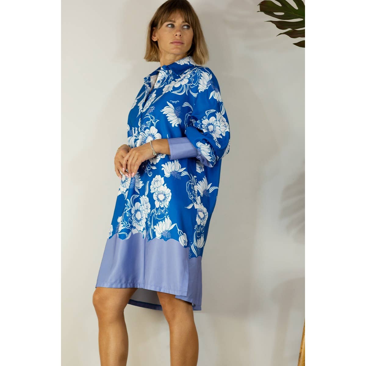 BLU ABITO CHEMISIER STAMPA BOARDER in vendita all'ingrosso su Faire12
