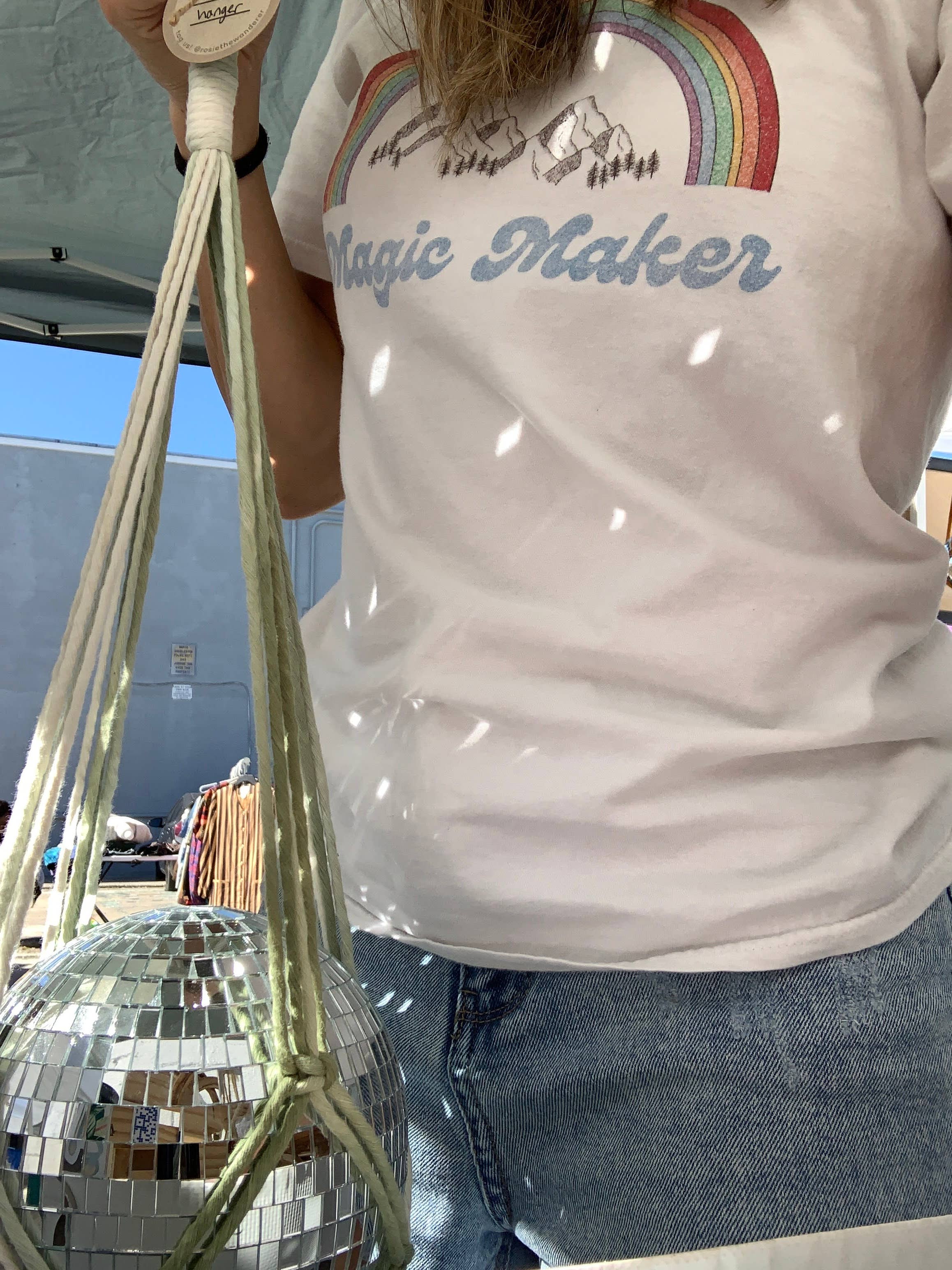 Rosie the Wanderer, Handmade Macramé - Wholesale Mobile - Macrame Disco Ball Hanger - choice of color12