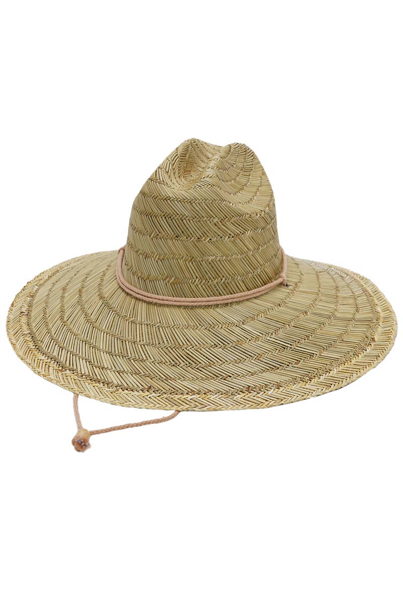 Natural Wide Dome Brim Rush Straw Woven Lifeguard Hat for wholesale on Faire4