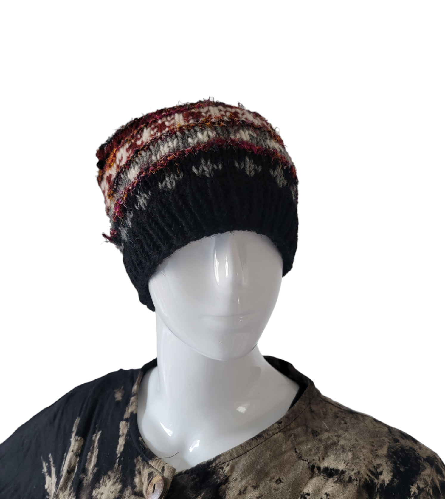 Evergreen Guardian Imports - Wholesale Beanie - Women's - H199 Wool Knitted Hat with Raw Silk Stripes Fleece Lined7
