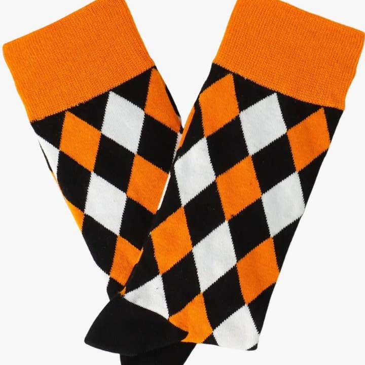 Sock Panda - Wholesale Socks - Men's - Orange Diamond Argyle Pattern Socks from the Sock Panda2