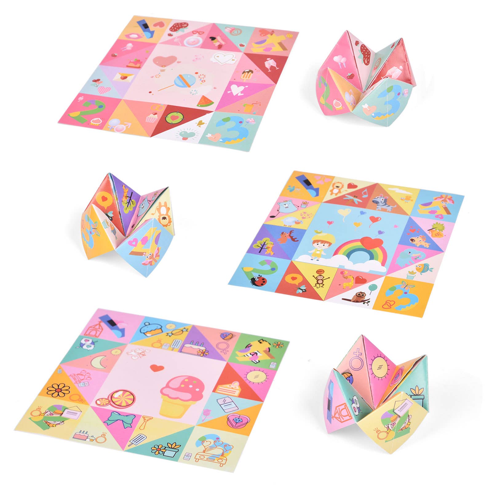 Fun Little Toys - Wholesale Origami/Kirigami paper - 48 PCs Cootie Catcher Cards Birthday Gifts4