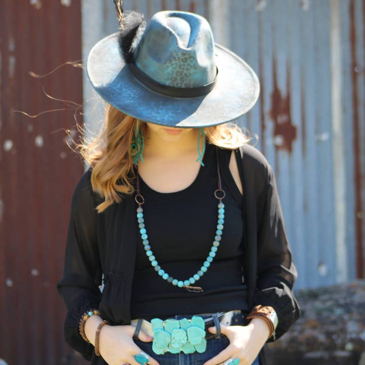 The Jewelry Junkie - Wholesale Belt Buckle - Women's - Large Turquoise Slab Belt Buckle 901f