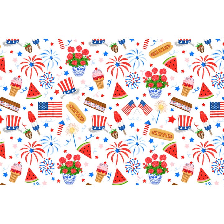 Patriotic Party Paper Placemat Pad, White for wholesale by Taylor Beach Design