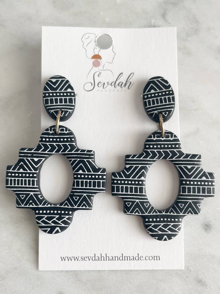 Schwarzer Azteken-Print für den Großhandel von Sevdah Handmade