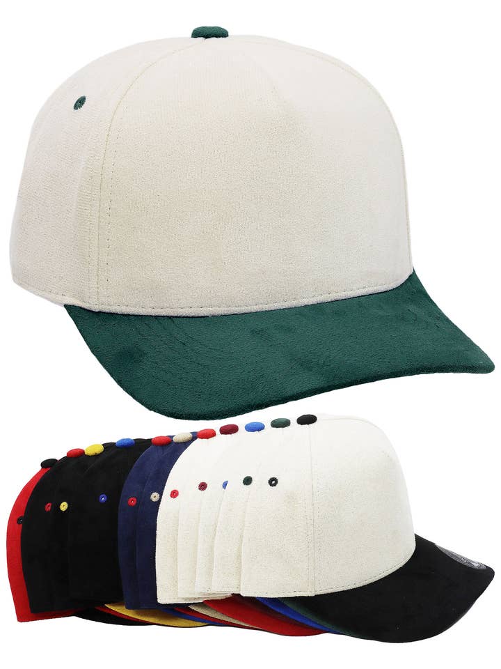 Premium Vegan Suede Five Panel Baseball Cap for wholesale by Cap Zone